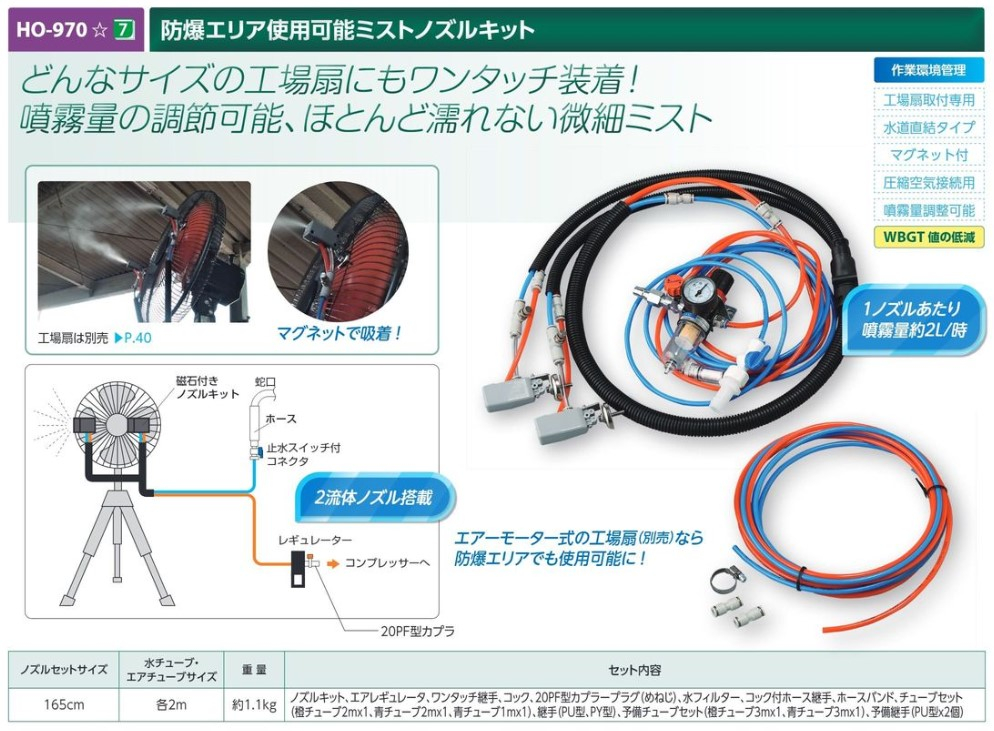 【夏季商品】　ユニット　HO-970　防爆エリア使用可能ミストノズルキット