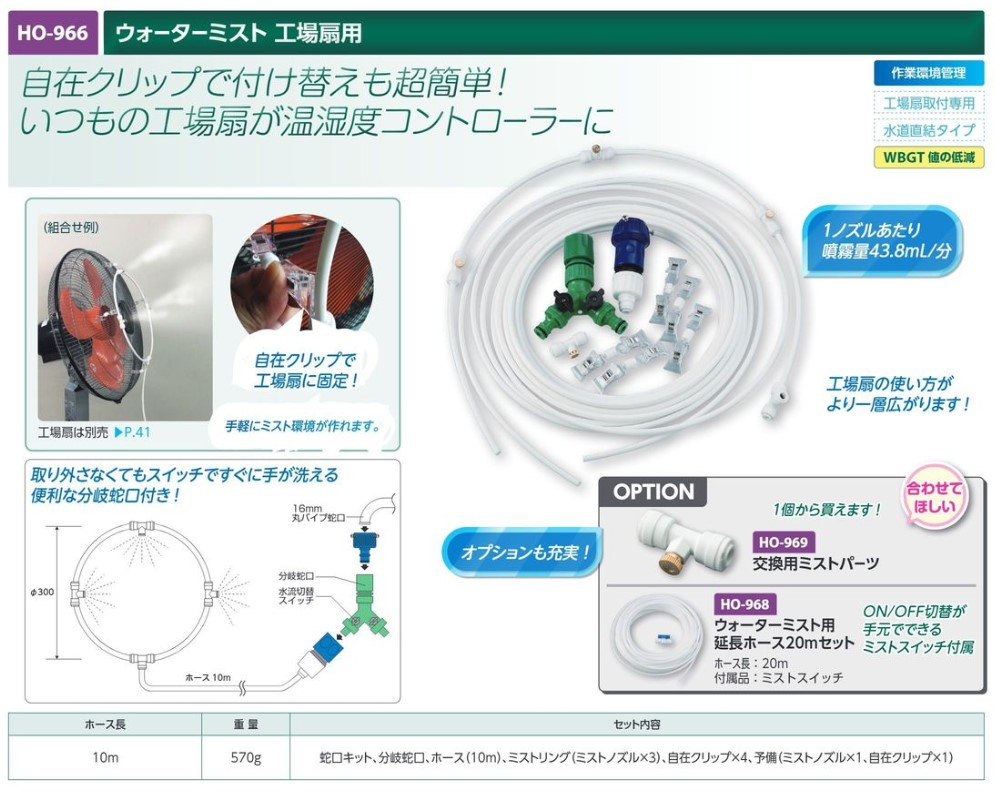 【夏季商品】　ユニット　HO-966　ウォーターミスト　工事扇用